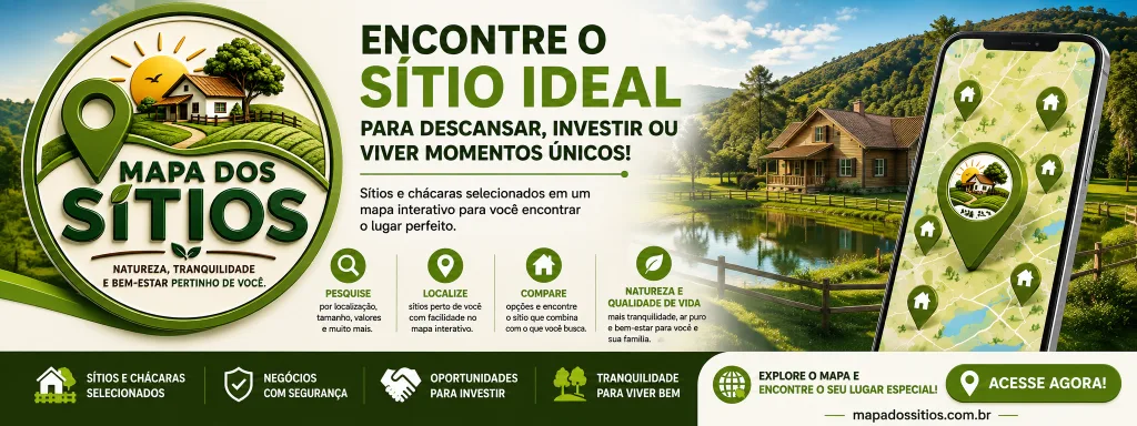 Mapa dos Sítios: sítios, chácaras e casas de campo para alugar por temporada